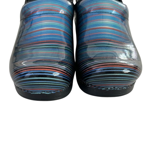 Dansko Teal Striped Clogs - Size 39 US 8.5-9 Comfort Work Shoes Nurse - Picture 2 of 10